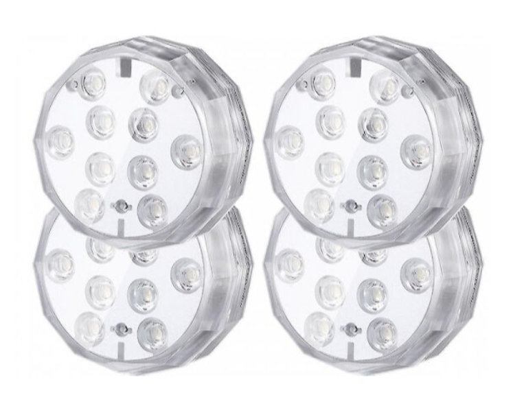 Set 4 lampi LED RGB cu telecomanda rezistente la apa BA